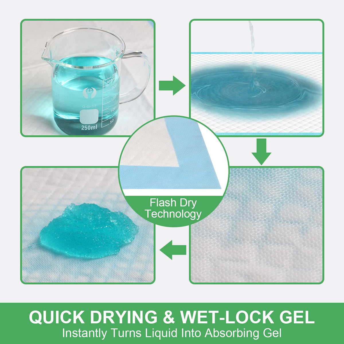 Pack of 50 Pee Pads for Dogs, Bamboo Charcoal Deodorization Training Pads for Dogs, Strong Water Absorption Dog Pee Pads, Soft and Light Puppy Dog Training Pad(45 * 60CM)