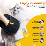 Qpets Pet Hair Removal Gloves for Dogs and Cats with Static-Enhanced Design | 2pcs 23.5x18cm Reusable Grooming Mitt