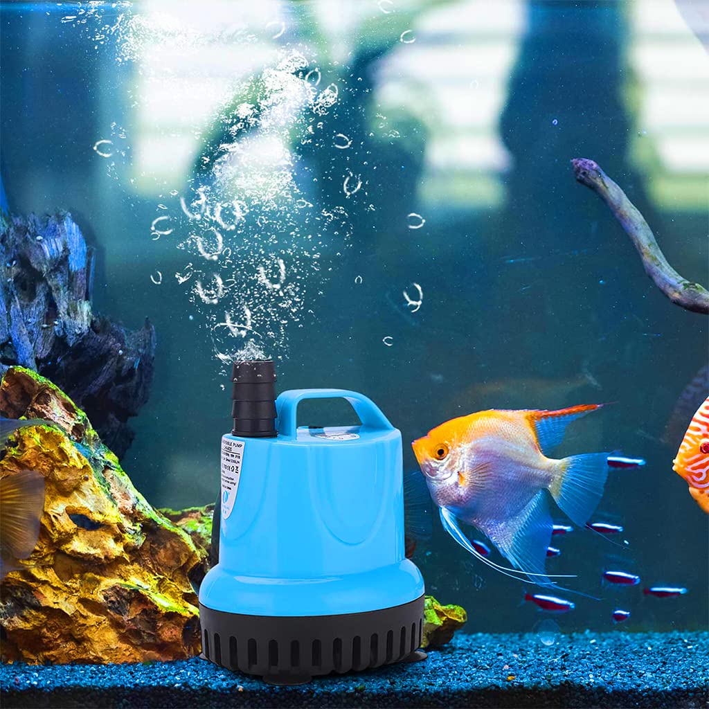 Qpets Submersible Water Pump for Aquarium and Fountain with 60W Motor 3200L/H Flow | Featuring Bottom Suction Cups and Built In Filtration System