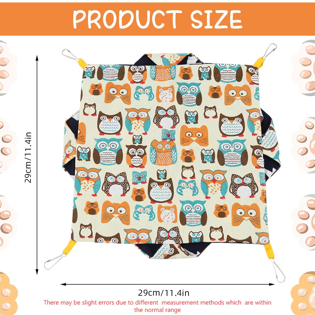 Qpets Hamster Hammock with 3 Layer Saggy Design and Cotton Fabric for Small Pets | Cartoon Print Hanging Bed