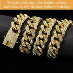 Qpets Dog Collar Chain for Large Dogs with Secure Clasp and Rhinestone Metal Links 60cm