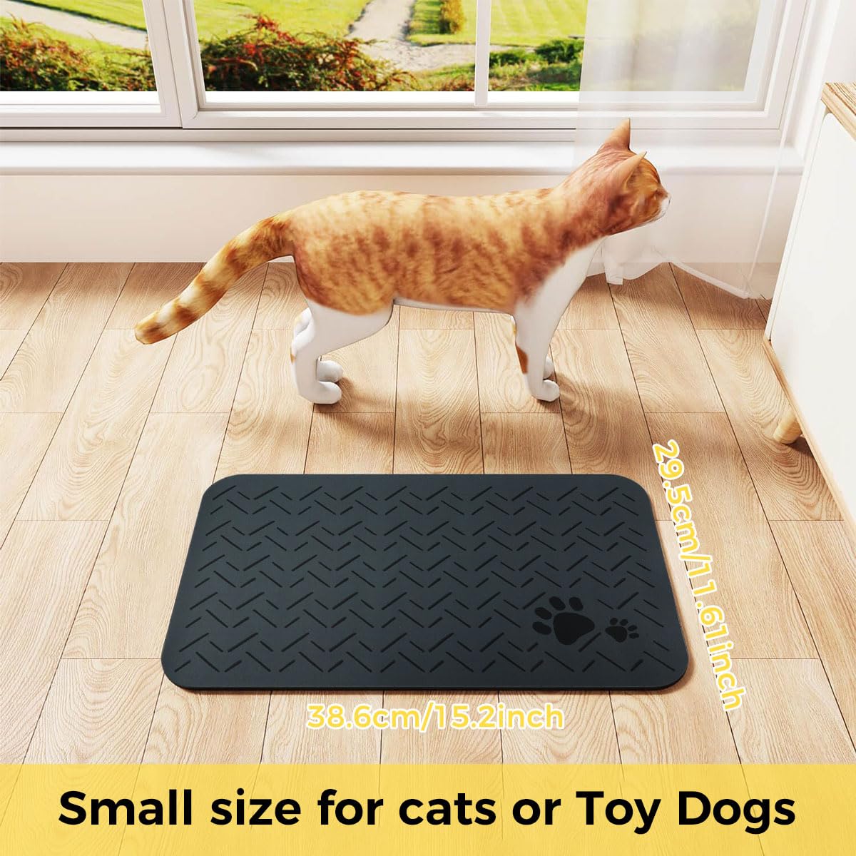 Qpets Pet Food Water Bowl Mat for Mess Free Feeding featuring Anti Slip Base and 40x60cm Diatom Mud Surface | Neutral Grey Design