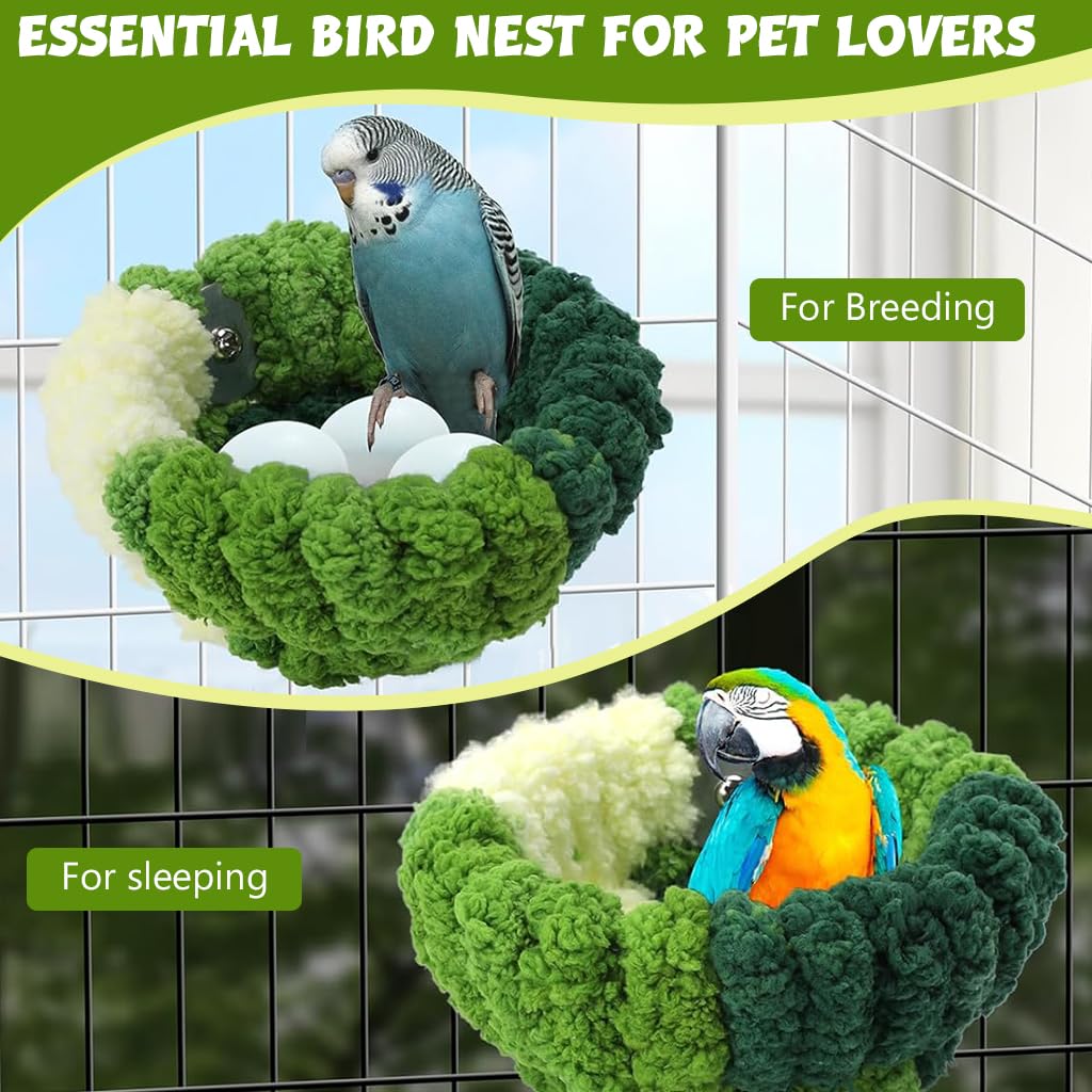 Qpets Bird Nest for Cage with Screw Mounted Design and Soft Plush Material | 17.5×8.5 cm Small Parrot Bed