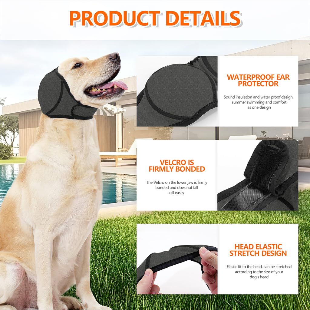 Qpets Dog Ear Protectors for Anxiety Relief with Adjustable Chin Strap | 3PCS Noise Reduction Cover