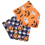 Qpets Halloween Dog Bandanas for Festive Parties with Pumpkin and Ghost Prints | 2Pack Adjustable Polyester Scarves for Small Medium Dogs