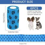 Qpets Dog Bandages for Pet Injury Recovery with Self-Adhesive Wrap 18PCS 4.5M | Non-Woven Breathable Paw Print Design