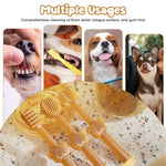 Qpets Pet Toothbrushes Set for Dogs and Cats with Soft Silicone Bristles and Storage Case | 3Pcs Teeth Cleaning Kit