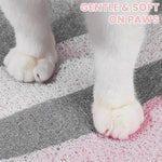 Qpets Cat Litter Box Mat 50x80cm for Trapping Litter with Waterproof Non Slip PVC Surface | Pink Cartoon Cat Claw Design