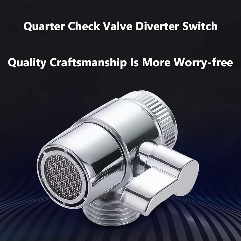 Qpets® 3 Way Faucet Diverter Brass With Switch Universal Faucet Tap Diverter Valve Faucet Splitter Faucet Adapter For Kitchen, Bathroom, Balcony, Shower System- 1pc