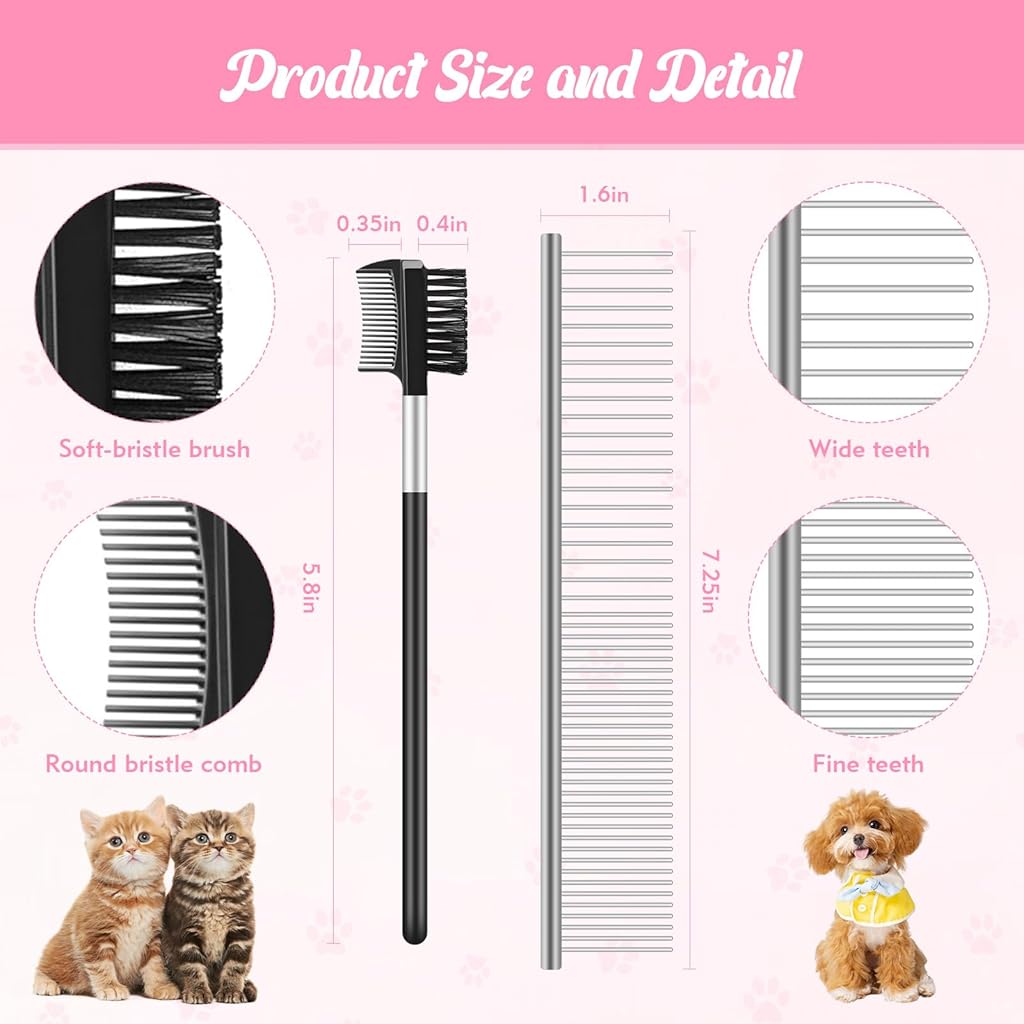 Qpets® Dog Grooming Kit, Pet Stainless Steel Flea Comb for Dogs and Cats, Reliable Grooming Tool Removes Fleas, Tangles, and Loose Hair for Effective Pet Hair Maintenance and Healthy Coat Care