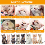 Qpets Cat Swaddle for Calming and Scratch Protection with Magic Snap Closure 45cmx45cm | Cute Cartoon Print