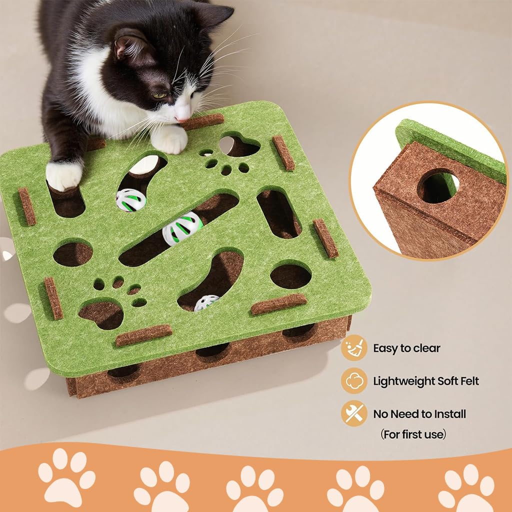 Qpets Cat Turntable Toy for Interactive Play with 3 Layer Track and Feather Teaser | Treat Dispenser and ABS Construction