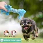 Qpets Plush Dog Toys for Puppy Play with Long Neck Squeaker | Cotton Chew Toy Blue