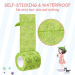 Qpets Kinesiology and Vet Tape Combo for Injury Recovery with Self Adhesive Waterproof Wrap 6pcs 4.5m | Paw Print Design for Pets and Humans