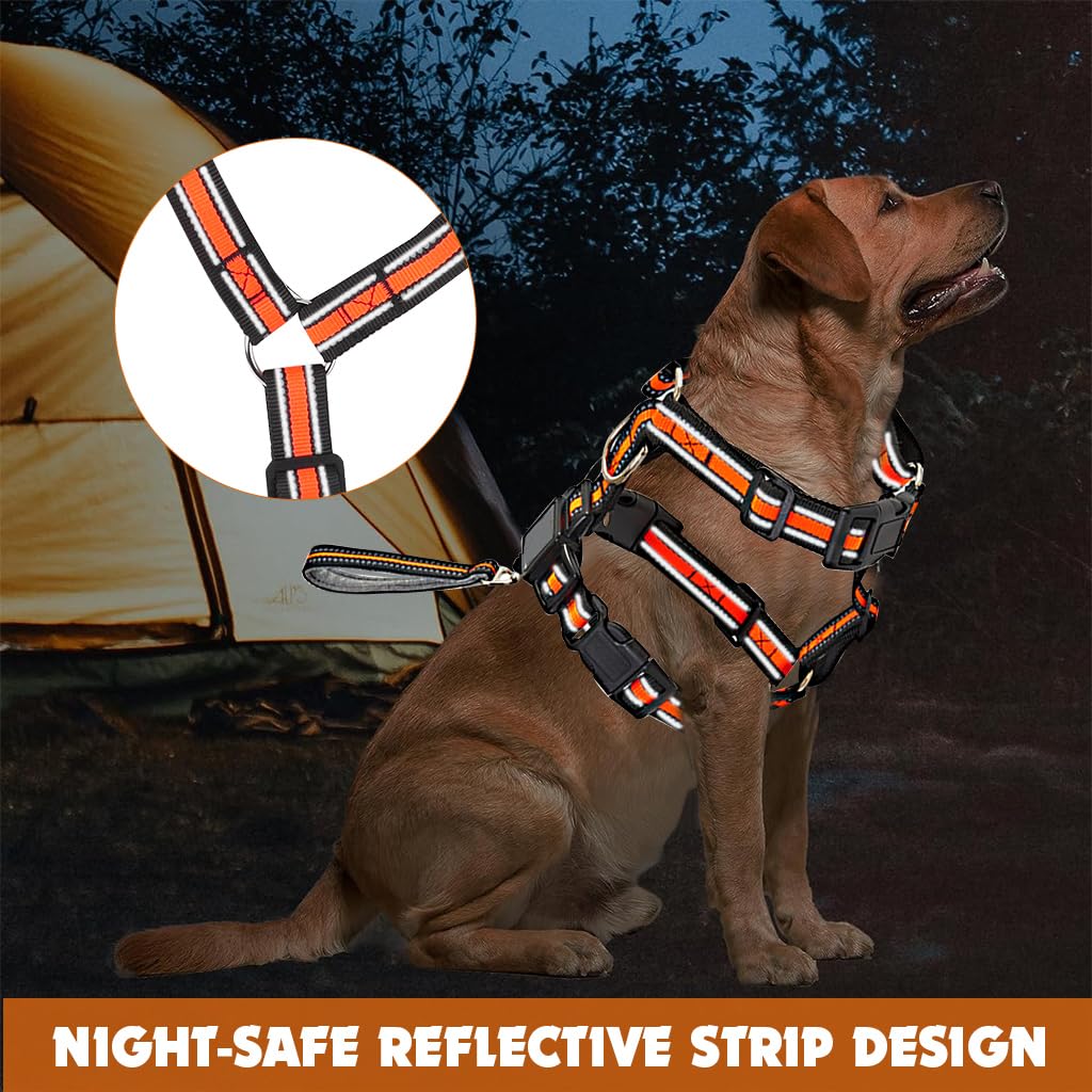 Qpets No Pull Dog Harness for Daily Walks with 59 inch Retractable Leash and Reflective Strips