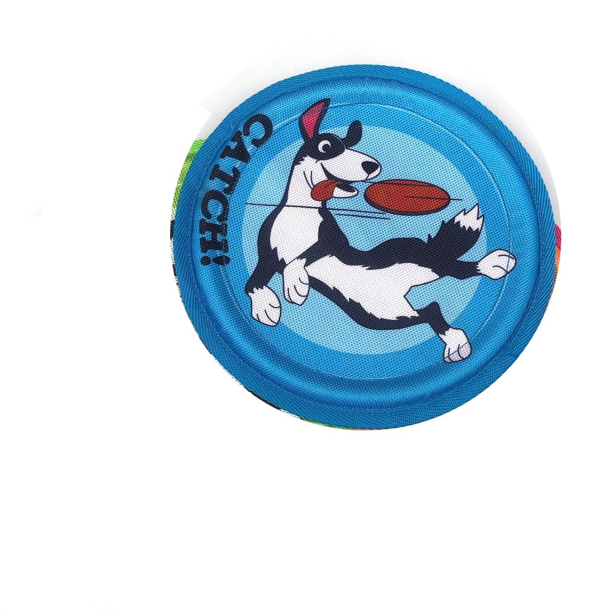 Qpets® 8.8" Flying Saucer Dog, Nylon Oxford Cloth Dog Flying Disc Lightweight Dogs Flyer Toys Outdoor Flat Throw Toy Soft Durable Fetch Toy for Small Large Dogs (Blue)