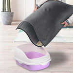 Cat Litter Mat, 15.7*23.6 inches/40*60cm Litter Mat Double Layer Open Edge Design, Waterproof EVA Material, Durable and Washable, Cats Litter Box, Cat Litter Tray (Grey)