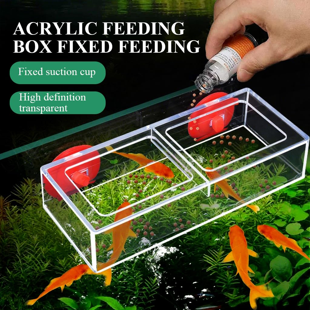 Qpets Floating Fish Feeder for Aquariums with Dual Open Design and Clear Acrylic Frame