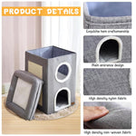 Qpets Cat House for Indoor Cats with 3-Layer Vertical Design and Scratch Board | 39x39x64 cm Cozy Cotton Bed