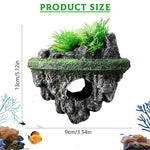 Qpets® Betta Fish Tank Decor Folating Miniature Rocky Island Decoration Fish Tank Ornament Betta Fish Tank Hiding Cave Aquarium Tank Decor - 13x9x13CM