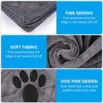 Qpets Dog Bath Towel for Cats and Dogs featuring Cute Paw Print | Ultra Absorbent Microfiber 50x100 cm