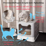 Oversized Enclosed Cat Litter Box with Odor Door, Foldable cat Litter Tray, Drawer Design Litter Box for Cats Large Size Anti Spill Easy to Clean Up(51*41*38CM)