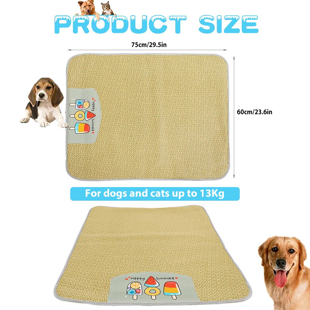Qpets Cat Bed Mat for Summer Cooling with Rattan Surface 75×60cm | Washable Pet Pad
