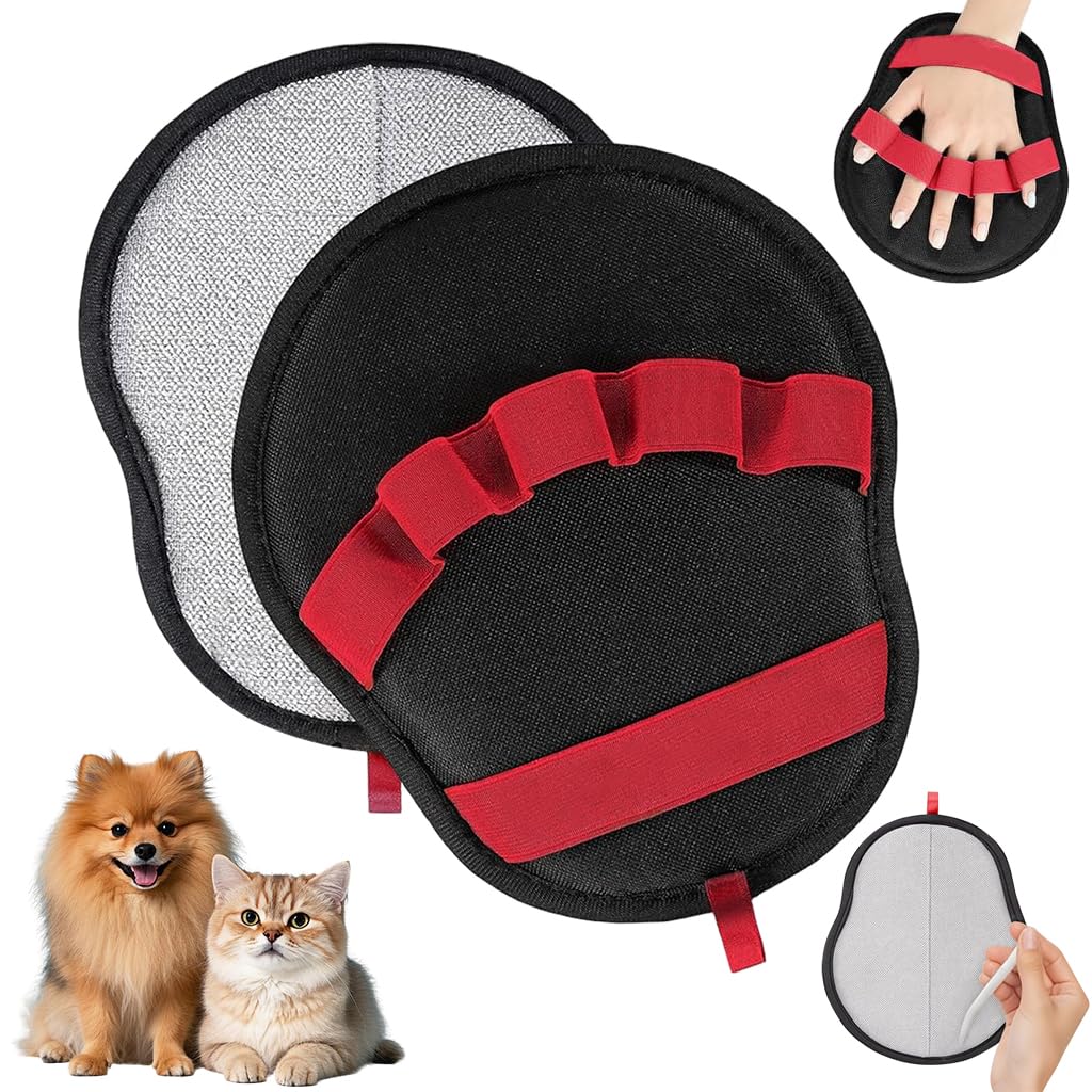 Qpets® Grooming Glove for Dogs & Cats Reusable Deshedding Mitt with 5-Finger, Pet Hair Remover & Brush, Remove Hair from Couch, Car & Clothes While Petting