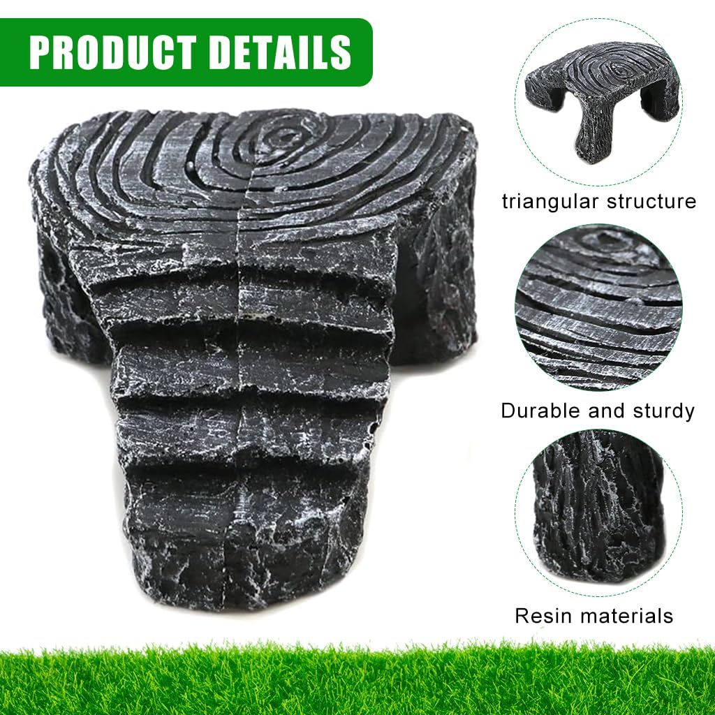 Qpets Resin Turtle Basking Platform for Small Tanks with Triangle Structure and Stair Design 13.5x11x5.5 cm
