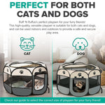 Qpets Foldable Pet Playpen for Cats and Dogs with Mesh Windows and Zipper Door 114×114×58cm