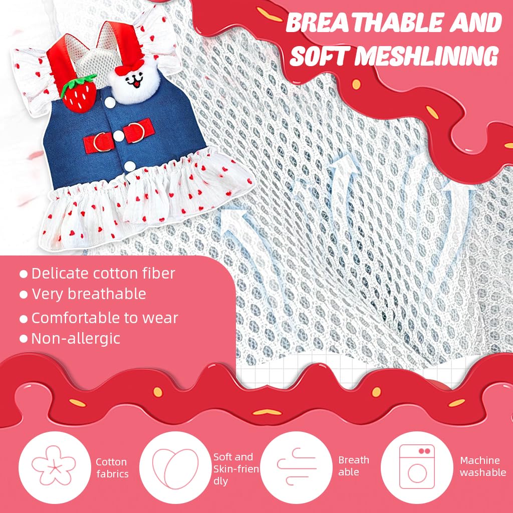 Qpets Dog Dress for Small Breeds with Dual D‑Rings and Ruffle Hem Skirt | Chest 50cm