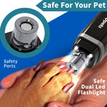 Qpets Electric Dog Nail Grinder with Dual LED Lights and 2 Speed Modes | 3 Grinding Ports