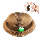 Qpets® Cat Toy Folding Cat Scratching Board Toy Corrugated Hard Paper Transformable Cat Scratching Board with Magnetic Ends Space Saving Cat Scratching Toy