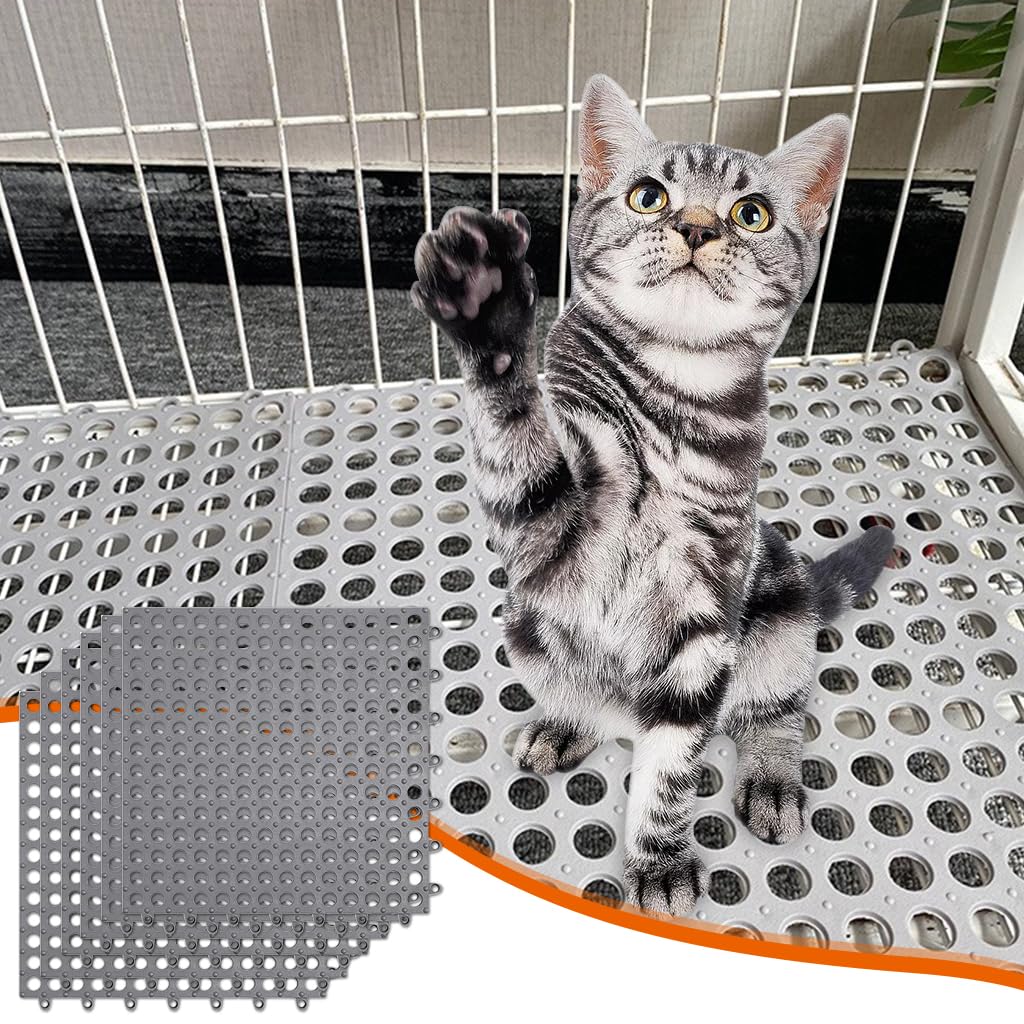 Qpets Pet Cage Mat for Dogs Cats and Rabbits with Porous Design and 30×30 cm TPE Flooring | Waterproof Non Slip Easy Clean Pads