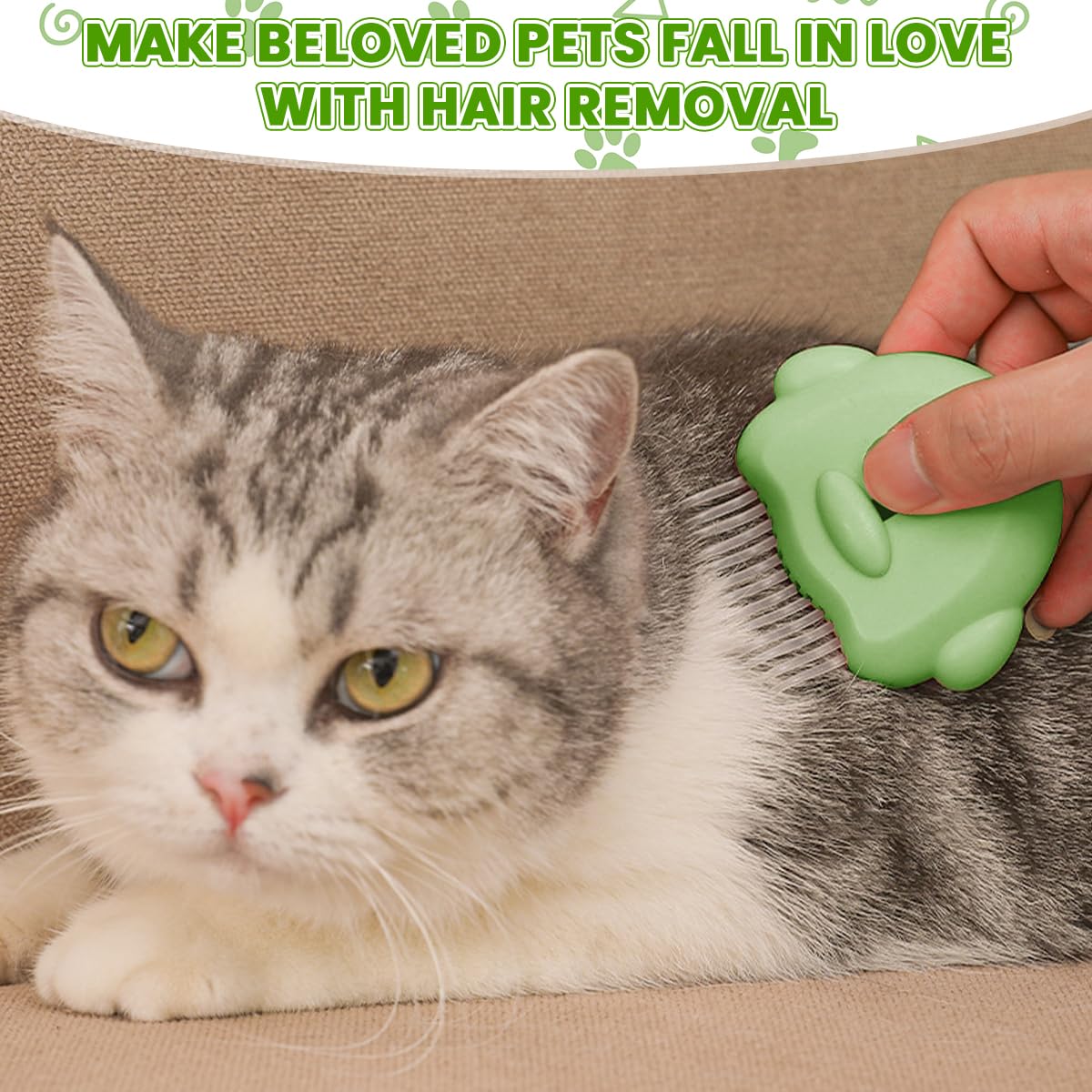 Qpets Cat Grooming Brush for Sensitive Cats with 13 Curved Blunt Bristles & ABS Handle | Gentle Hair Remover