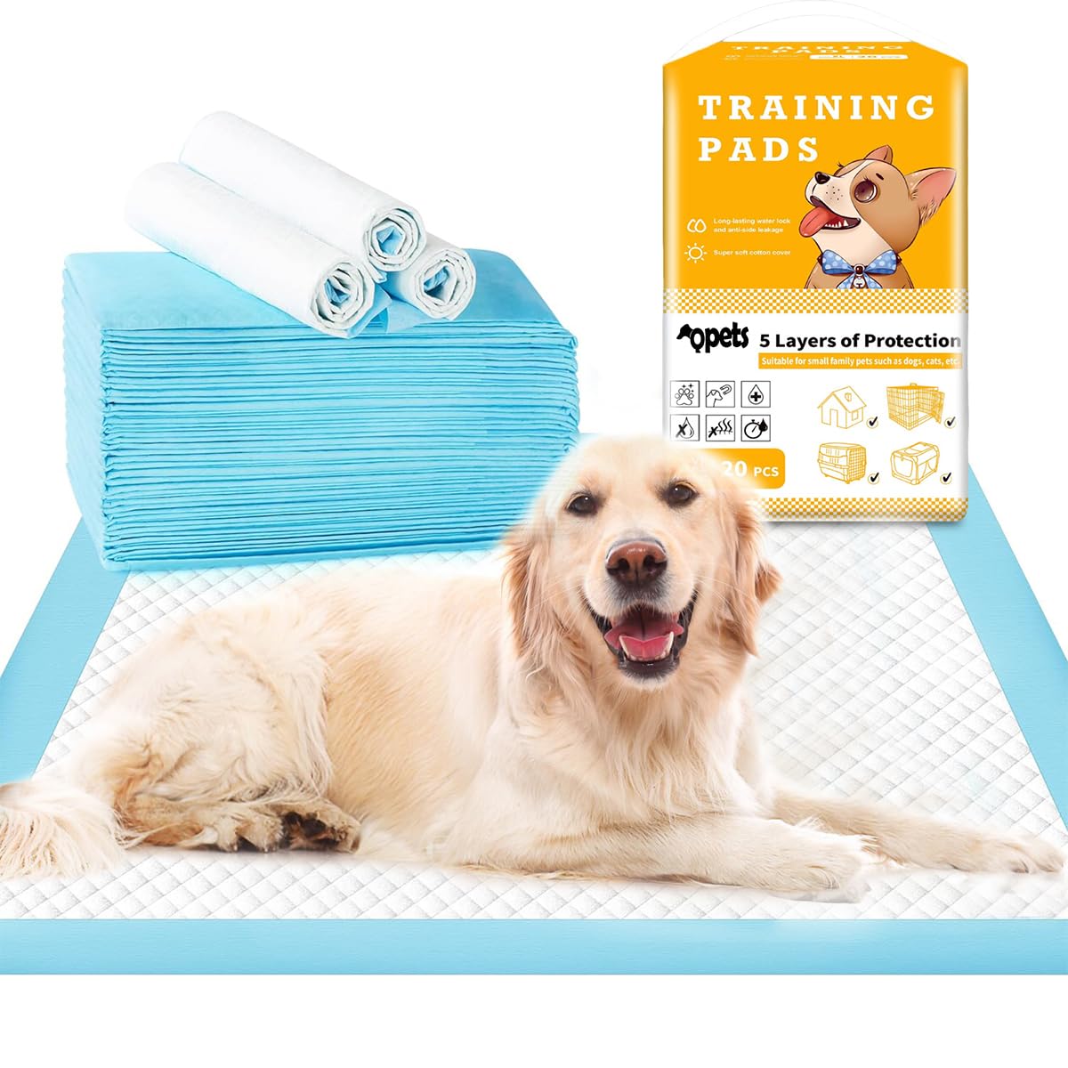 Qpets Dog Pee Pads for Puppy Training with 60x90cm Size and Honeycomb Absorption | 20 PCS