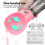 Dog Water Bottles Portable Leak Proof Dog Water Dispenser with Drinking and Feeding Function Lightweight Pet Water Dispenser for Walking and Travel for Dog, Cat 300ml(Pink)