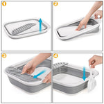 Qpets® Collapsible Cat Litter Box Large Size, Portable Travel Litter Tray with Scoop & High Sides, Space Saving Anti-Splash Anti-Tip Over Guar for Adult Cats & Kittens