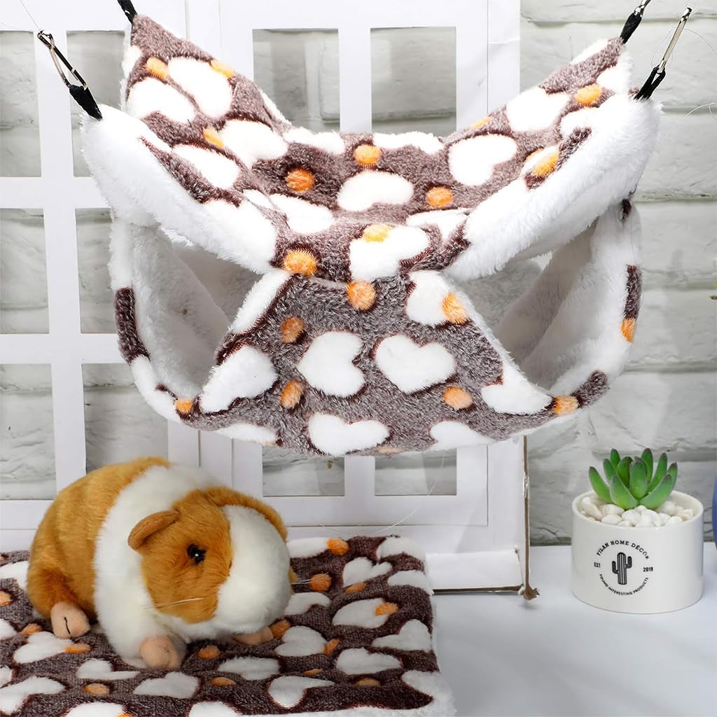 Qpets Winter Hammock Bed for Small Animals with Plush Warm Material | 2PCS Multicolor Set