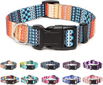 Qpets Dog Collar for Daily Use with Quick Release Buckle & D-Ring 40–60 cm | Nylon Bohemia Style
