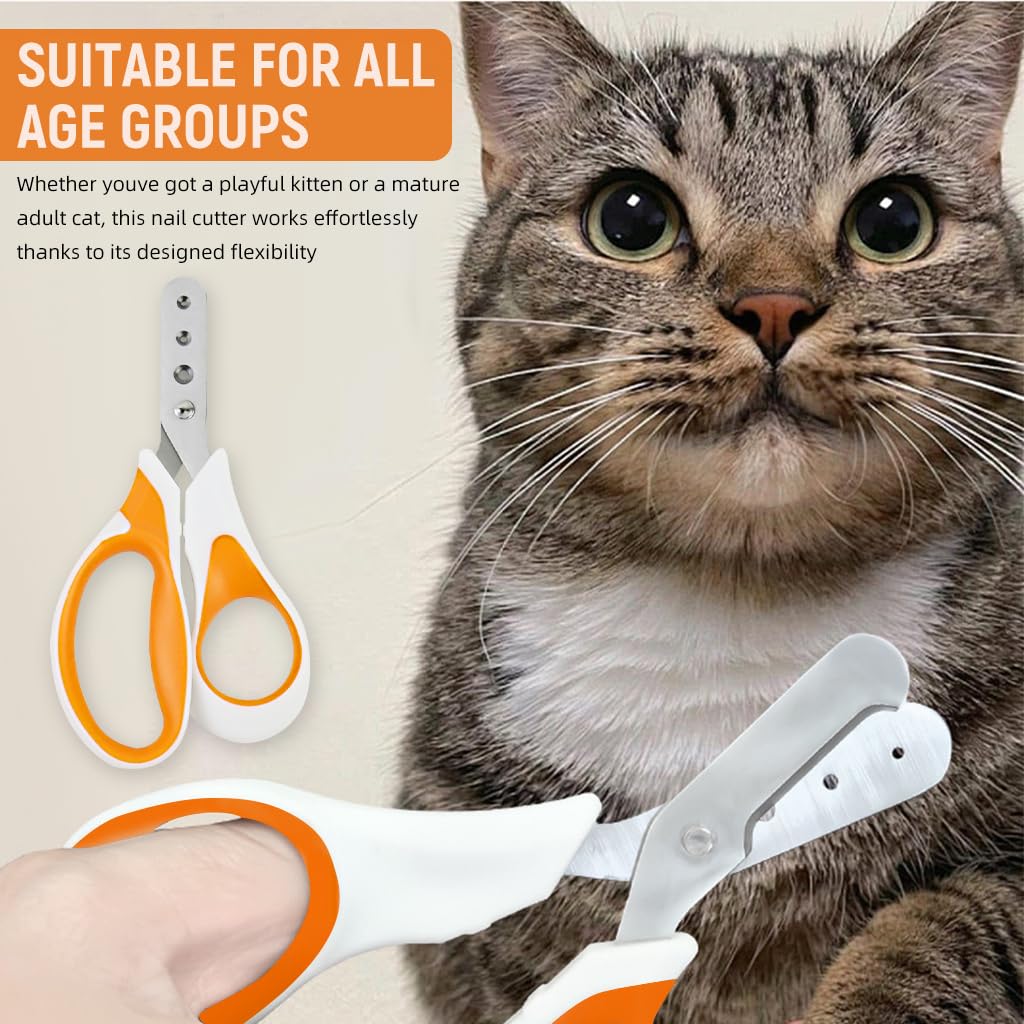 Qpets Cat Nail Clipper for Safe Trimming with 1.5mm 2mm 3mm Guard Holes and Stainless Steel Blades