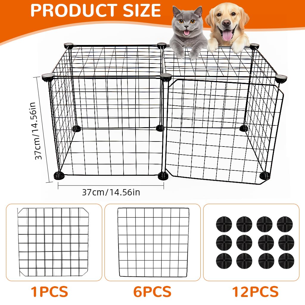 Qpets DIY Assembly Dog House with 7 Wire Panels and Door Panel for Indoor Pets | Metal Cage Kit 37×37 cm