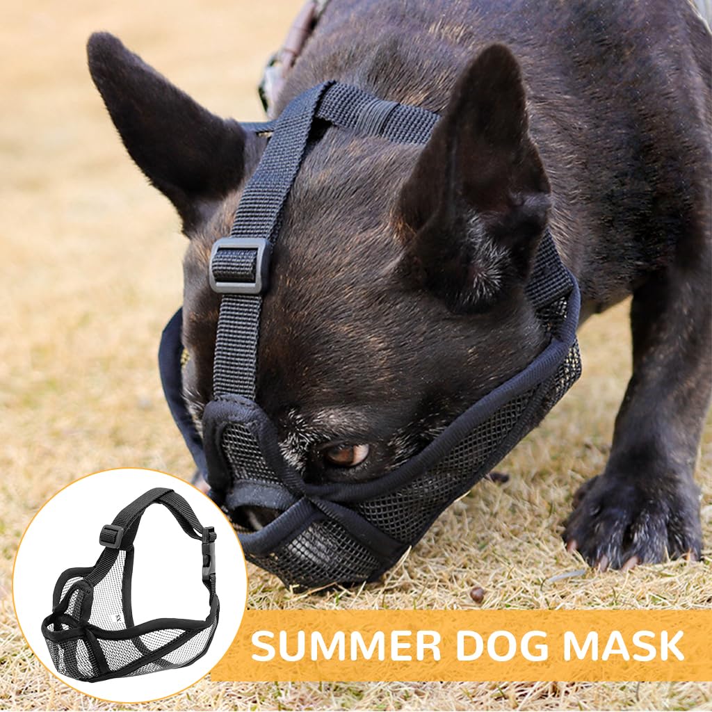 Qpets Mesh Dog Muzzle for Bulldogs with Adjustable Quick Release Buckle | Breathable Summer Design