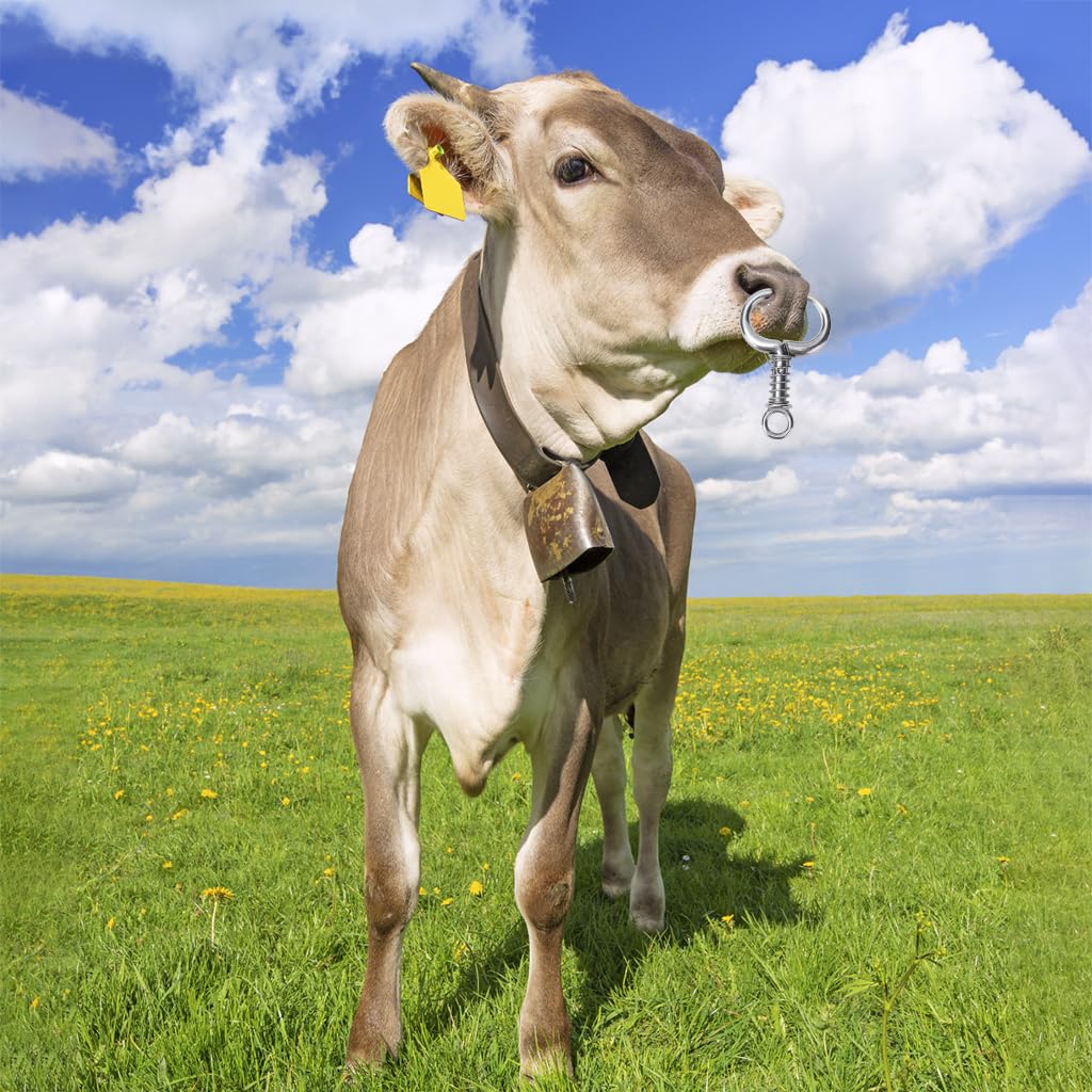 Qpets Cattle Nose Ring for Bulls and Cows with Clip-on Detachable Design | 2 PCS Stainless Steel