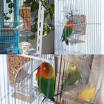 Qpets Bird Feeder for Cage Birds with Mess Free Seed Container and Perch 3.35 x 2.95 x 7.28 in | Acrylic Transparent 2PCS