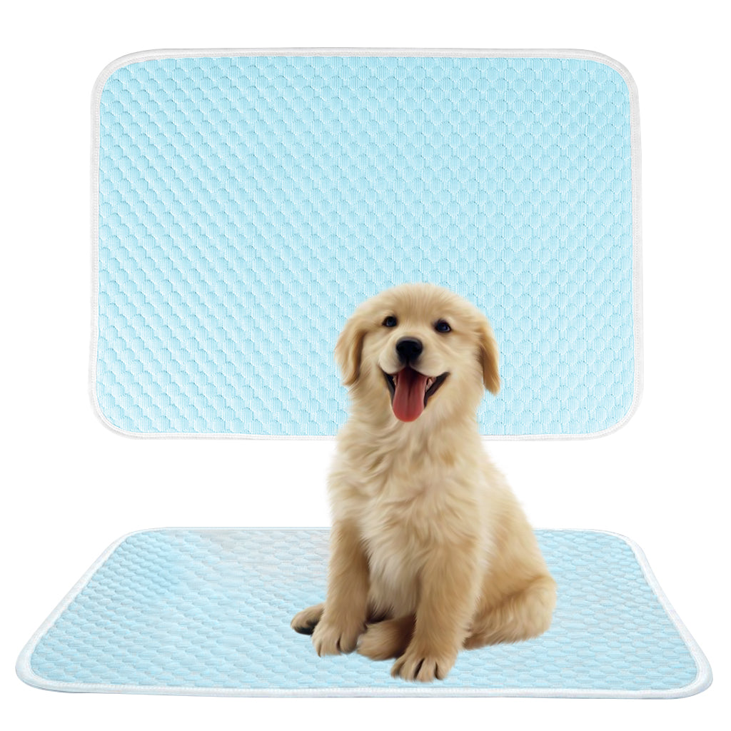 Qpets® Small Dog Cooling Mat, Summer Cooling Pad Sleeping Pad for Dogs Cats Ice Silk Blue Pets Cooling Pad Sleeping Cooling Mat