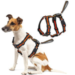 Qpets® No Pull Dog Harness, 2 in 1 Dog Vest Harness with 59 inches Retractable Wire Dog Leash Quick Release Buckle Dog Harness with Night Reflective Strip Design