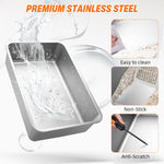 Qpets® Stainless Steel Cat Litter Box Dual Doors Anti-Odor Cat Litter Box with Air Vent Includes Cat Litter Catcher & Cat Litter Scoop Enclosed Cat Litter Box with Flip Up Lid, 40x60x39cm