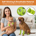 Qpets Self-Adhesive Non-Woven Elastic Pet Recovery Wraps with Paw Print for Cats and Dogs