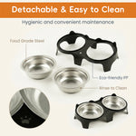 Qpets 2-Pack Stainless Steel and PP Pet Bowls with Weighted Anti-Tip Bases for Cats and Dogs